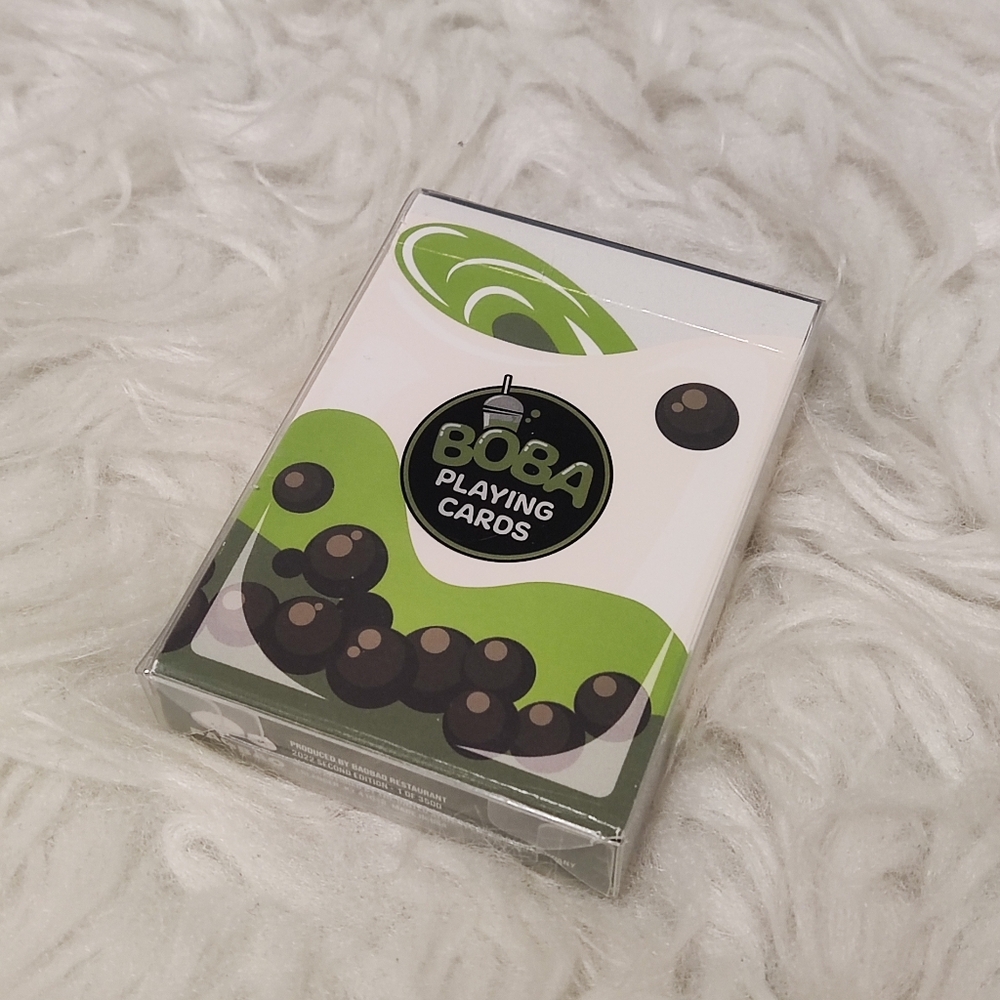 Matcha boba playing cards by baobao restaurant